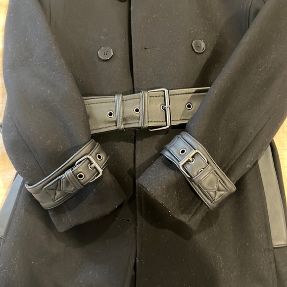 The Kooples Wool with Leather Trench Coat - Picture 3 of 4